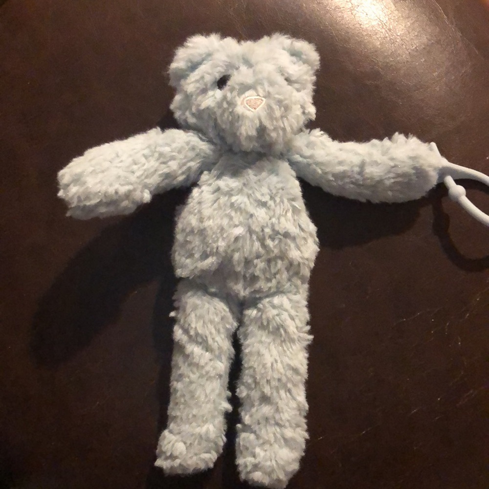 Ryan and rose pacifier holder bear lovey , blue